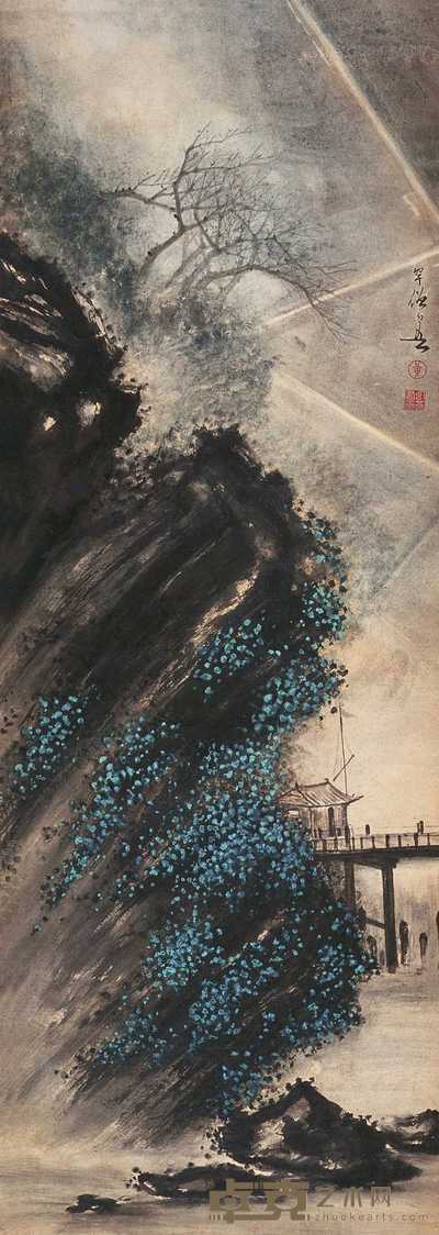 黄幻吾 秋雨图 立轴 124×44cm